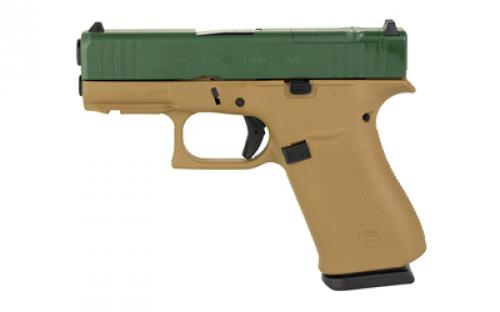 Glock 43X, M.O.S, Semi-automatic, Striker Fired, Sub-Compact, 9MM, 3.41 Barrel, Cerakote Finish, Troy Coyote Tan Frame With Jesse James Green Slide, 10 Rounds, 2 Magazines PX4350204FRMOSTCTJJS