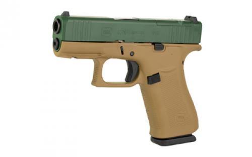 Glock 43X, M.O.S, Semi-automatic, Striker Fired, Sub-Compact, 9MM, 3.41" Barrel, Cerakote Finish, Troy Coyote Tan Frame With Jesse James Green Slide, 10 Rounds, 2 Magazines PX4350204FRMOSTCTJJS