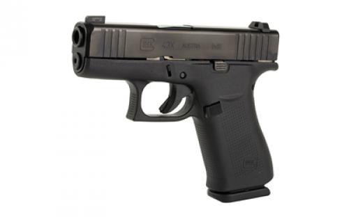 Glock 43X, Striker Fired, Compact Size, 9MM, 3.41" Marksman Barrel, Polymer Frame, Matte Finish, AmerigloUltimate Carry Night Sights (Green Tritium Front Sight with Lumigreen Outline, Black Serrated U-notch Rear), 2 Magazines, Front Serrations, Ambidextrous Slide Stop Lever, Flared Mag Well, nDLC Finished Slide and Barrel, No Finger Grooves PX4350301UC