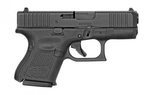 Glock 26 Gen5, Striker Fired, Semi-automatic, Polymer Frame Pistol, Sub-Compact, 9MM, 3.43" Barrel, Glock Marksman Barrel, nDLC Finish, Black, No Finger Grooves, Fixed Sights, 10 Rounds, 3 Magazines, Ambidextrous Slide Stop Lever, Front Serrations UA265S201