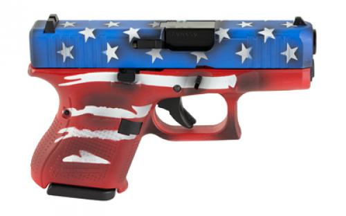 Glock 26, GEN 5, Semi-automatic, Striker Fired, Sub-Compact, 9MM, 3.43" Barrel, Cerakote Finish, Red/White/Blue Battle Worn Flag, 10 Rounds, 3 Magazines UA265S204-RWBBWFL