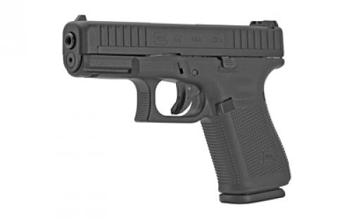 Glock 44, Striker Fired, Semi-automatic, Polymer Frame Pistol, Compact, 22LR, 4.02" Barrel, Matte Finish, Black, No Finger Grooves, Adjustable Sights, 10 Rounds, 2 Magazines UA4450101