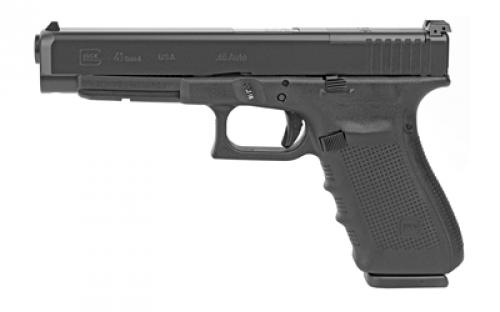 Glock 41 Gen4 MOS Competition, Striker Fired, Semi-automatic, Polymer Frame Pistol, Full Size, 45 ACP, 5.31 Barrel, Matte Finish, Black, Adjustable Sights, Modular Optic System, 10 Rounds, 3 Magazines UG4130101MOS