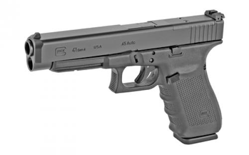 Glock 41 Gen4 MOS Competition, Striker Fired, Semi-automatic, Polymer Frame Pistol, Full Size, 45 ACP, 5.31" Barrel, Matte Finish, Black, Adjustable Sights, Modular Optic System, 13 Rounds, 3 Magazines UG4130103MOS