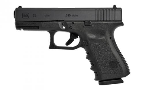 Glock 25, GEN 3, Semi-automatic, Safe Action, Compact, 380 ACP, 4.02, Black, 15 Rounds, 2 Mags, Right Hand, Fixed Sights, Polymer, Matte UI2550203