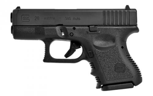 Glock 28, GEN 3, Semi-automatic, Safe Action, Sub-Compact, 380 ACP, 3.43, Black, 10 Rounds, 2 Mags, Right Hand, Fixed Sights, Polymer, Matte UI2850201