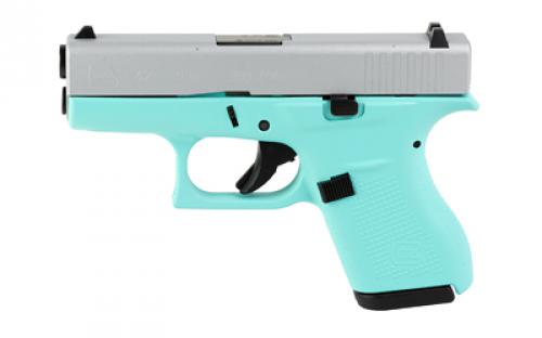 Glock 42, Striker Fired, Semi-automatic, Polymer Frame Pistol, Sub-Compact, 380 ACP, 3.25 Barrel, Cerakote Finish, Robin's Egg Blue With Crushed Silver Slide, 6 Rounds, 2 Magazines UI4250204-REBCS