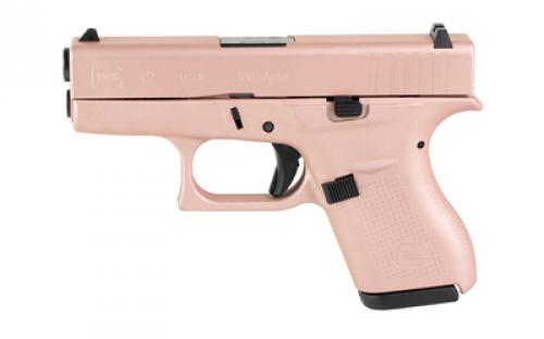 Glock 42, Striker Fired, Semi-automatic, Polymer Frame Pistol, Sub-Compact, 380 ACP, 3.25 Barrel, Cerakote Finish, Rose Gold, 6 Rounds, 2 Magazines UI4250204-RG