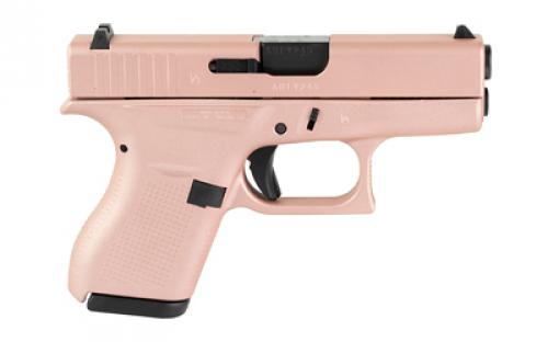 Glock 42, Striker Fired, Semi-automatic, Polymer Frame Pistol, Sub-Compact, 380 ACP, 3.25" Barrel, Cerakote Finish, Rose Gold, 6 Rounds, 2 Magazines UI4250204-RG