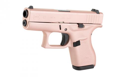 Glock 42, Striker Fired, Semi-automatic, Polymer Frame Pistol, Sub-Compact, 380 ACP, 3.25" Barrel, Cerakote Finish, Rose Gold, 6 Rounds, 2 Magazines UI4250204-RG