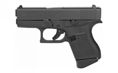 Glock 43, Striker Fired, Semi-automatic, Polymer Frame Pistol, Sub-Compact, 9MM, 3.41 Barrel, Matte Finish, Black, No Finger Grooves, Fixed Sights, 6 Rounds, 2 Magazines UI4350201