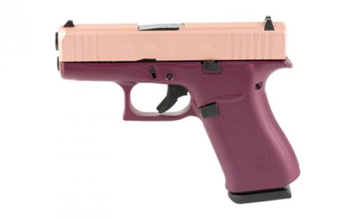 Glock 43X, Semi-automatic, Striker Fired, Sub-Compact, 9MM, 3.41 Barrel, Cerakote Finish, Black Cherry Frame with Rose Gold Slide, 10 Rounds, 2 Magazines UX4350204-BCFRRGS