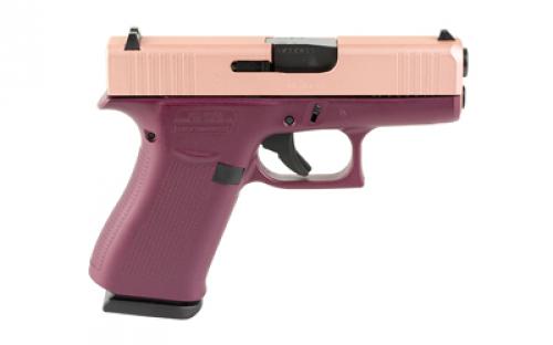 Glock 43X, Semi-automatic, Striker Fired, Sub-Compact, 9MM, 3.41" Barrel, Cerakote Finish, Black Cherry Frame with Rose Gold Slide, 10 Rounds, 2 Magazines UX4350204-BCFRRGS