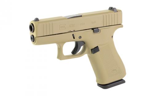 Glock 43X, Semi-automatic, Striker Fired, Sub-Compact, 9MM, 3.41" Barrel, Cerakote Finish, Coyote Tan, 10 Rounds, 2 Magazines UX4350204-CT