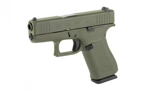 Glock 43X, Semi-automatic, Striker Fired, Sub-Compact, 9MM, 3.41" Barrel, Cerakote Finish, Olive Drab Green, 10 Rounds, 2 Magazines UX4350204-OD