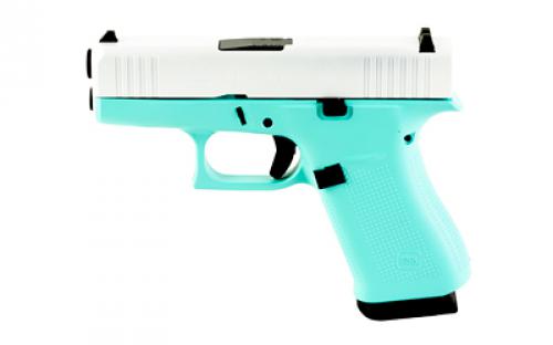 Glock 43X, Semi-automatic, Striker Fired, Sub-Compact, 9MM, 3.41 Barrel, Cerakote Finish, Robin's Egg Blue With Pearl White Slide, 10 Rounds, 2 Magazines UX4350204-REBFRPWS