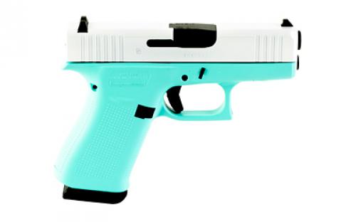 Glock 43X, Semi-automatic, Striker Fired, Sub-Compact, 9MM, 3.41" Barrel, Cerakote Finish, Robin's Egg Blue With Pearl White Slide, 10 Rounds, 2 Magazines UX4350204-REBFRPWS