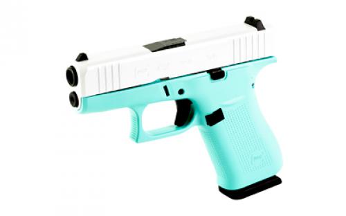 Glock 43X, Semi-automatic, Striker Fired, Sub-Compact, 9MM, 3.41" Barrel, Cerakote Finish, Robin's Egg Blue With Pearl White Slide, 10 Rounds, 2 Magazines UX4350204-REBFRPWS