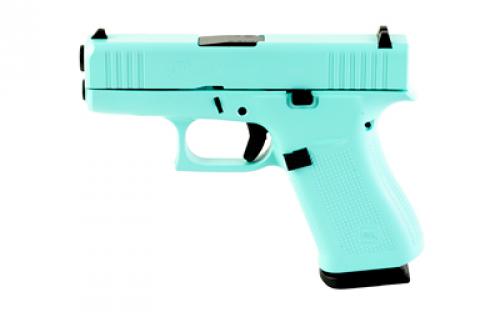 Glock 43X, Semi-automatic, Striker Fired, Sub-Compact, 9MM, 3.41, Robin's Egg Blue, 10 Rounds, 2 Mags, Fixed Sights, Polymer, Skydas Cerakote UX4350204-REB