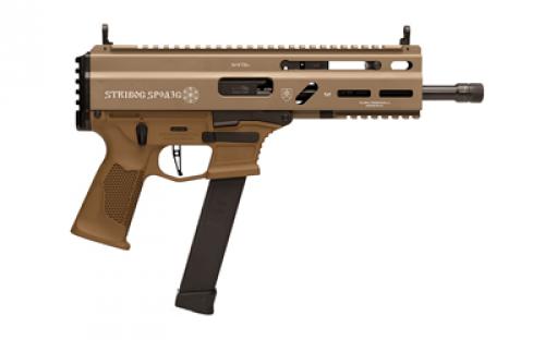 Grand Power Stribog SP9A3G, Semi-Automatic Pistol, 9MM, 8" Threaded Barrel, Aluminum Frame, Non-Reciprocating Charging Handle, M-LOK Rail, Compatible with Glock Style Magazines, Matte Finish, Flat Dark Earth, 33 Rounds, 3 Magazines, Plastic Hard Case GRP810091156155