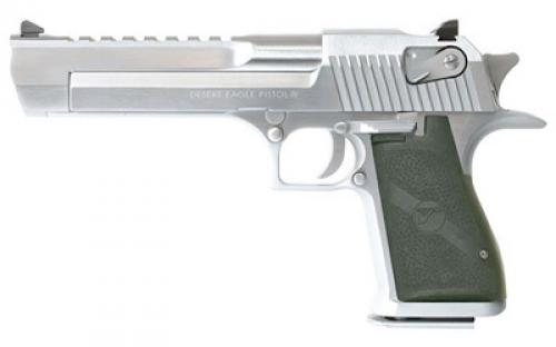 Magnum Research Desert Eagle, MK19, Single Action, Semi-automatic, Metal Frame Pistol, Full Size, 50 Action Express, 6" Barrel, Steel, Brushed Finish, Silver, Rubber Grips, Fixed Sights, Ambidextrous Thumb Safety, 7 Rounds, 1 Magazine, Ambidextrous DE50BC