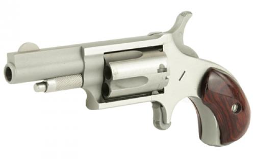 North American Arms Mini Revolver, Single Action, Revolver, 22LR, 1.625" Barrel, Matte Finish Stainless Steel, Silver, Wood Grips, Fixed Sights, 5 Rounds NAA-22LLR