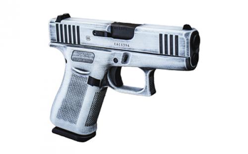 Glock 43X, Striker Fired, Semi-automatic, Polymer Frame Pistol, Sub-Compact, 9MM, 3.41" Barrel, Glock Marksman Barrel, Battle Worn Cerakote, White, Fixed Sights, 10 Rounds, 2 Magazines 300-045-0300-11