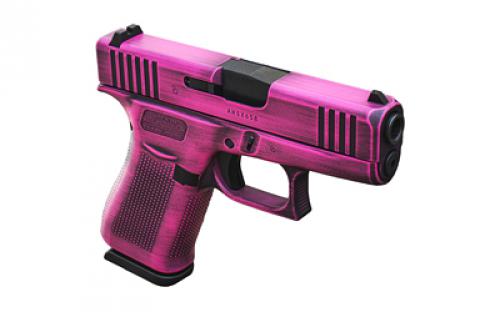 Glock 43X, Striker Fired, Semi-automatic, Polymer Frame Pistol, Sub-Compact, 9MM, 3.41 Barrel, Glock Marksman Barrel, Battle Worn Cerakote, Bubble Gum (Pink), Fixed Sights, 10 Rounds, 2 Magazines 300-099-0300-36