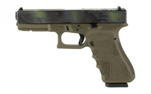 Glock 22 Gen3, Striker Fired, Semi-automatic, Polymer Frame Pistol, Full Size, 40 S&W, 4.49 Barrel, Black Multicam Slide With Olive Drab Green Frame, Fixed Sights, 15 Rounds, 2 Magazines, Glock OEM Rail, Right Hand, Laser Engraved Frame, Optic Cut, Will Only Accept Trijicon And Holosun RMR Footprint Optics, Must Use Screws From Shark Coast Tactical To Mount Optic 300-109-0100-09