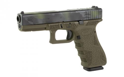 Glock 22 Gen3, Striker Fired, Semi-automatic, Polymer Frame Pistol, Full Size, 40 S&W, 4.49" Barrel, Black Multicam Slide With Olive Drab Green Frame, Fixed Sights, 15 Rounds, 2 Magazines, Glock OEM Rail, Right Hand, Laser Engraved Frame, Optic Cut, Will Only Accept Trijicon And Holosun RMR Footprint Optics, Must Use Screws From Shark Coast Tactical To Mount Optic 300-109-0100-09