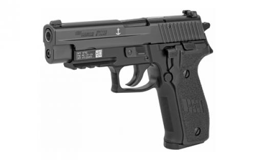 Sig Sauer P226, MK-25, Double Action/Single Action, Semi-automatic, Metal Frame Pistol, Full Size, 9MM, 4.4" Barrel, Alloy, Nitron Finish, Black, Polymer Grips, SIGLITE Night Sights, Decocker, 10 Rounds, Phosphate components, Engraved w/USN Anchor, 3 Magazines MK-25-CA