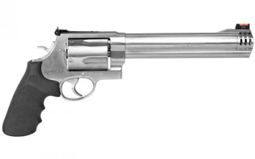 Smith & Wesson Model 500, Double Action, Metal Frame Revolver, X-Frame, 500 S&W, 8.38" Barrel, Stainless Steel, Satin Finish, Silver, Rubber Grips, HiViz Front Sight, 5 Rounds 163501