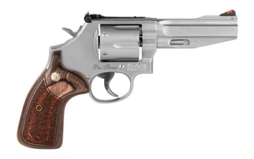 Smith & Wesson Model 686, Pro Series, Double Action, Metal Frame Revolver, L-Frame, 357 Magnum, 4" Barrel, Stainless Steel, Matte Finish, Silver, Wood Grips, Adjustable Rear Sight, 6 Rounds 178012