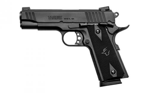 Taurus 1911, Single Action Only, Semi-automatic, Metal Frame Pistol, Commander Size, 45 ACP, 4.2 Barrel, Steel Alloy, Matte Finish, Black, Novak Sights, Manual Thumb Safety, 8 Rounds, 1 Magazine 1-191101COM