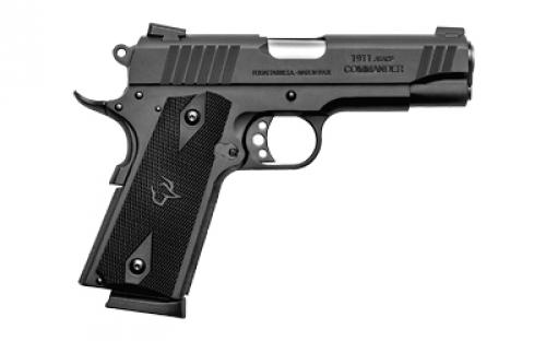 Taurus 1911, Single Action Only, Semi-automatic, Metal Frame Pistol, Commander Size, 45 ACP, 4.2" Barrel, Steel Alloy, Matte Finish, Black, Novak Sights, Manual Thumb Safety, 8 Rounds, 1 Magazine 1-191101COM