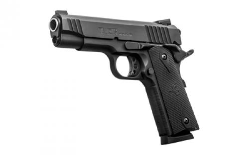 Taurus 1911, Single Action Only, Semi-automatic, Metal Frame Pistol, Commander Size, 45 ACP, 4.2" Barrel, Steel Alloy, Matte Finish, Black, Novak Sights, Manual Thumb Safety, 8 Rounds, 1 Magazine 1-191101COM