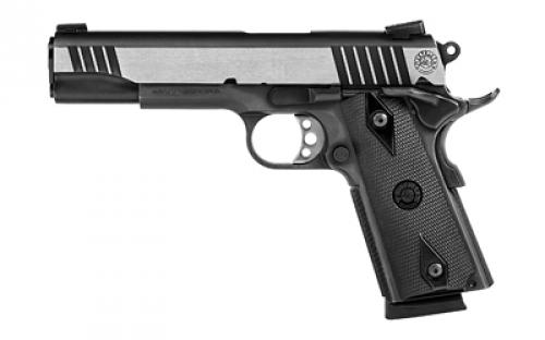 Taurus PT1911, Single Action Only, Semi-automatic, Metal Frame Pistol, Full Size, 45 ACP, 5 Barrel, Steel Alloy, Dual Tone Finish, Silver Slide, Black Frame, Synthetic Grips, Novak Sights, Manual Thumb Safety, 8 Rounds, 2 Magazines 1-191101DT