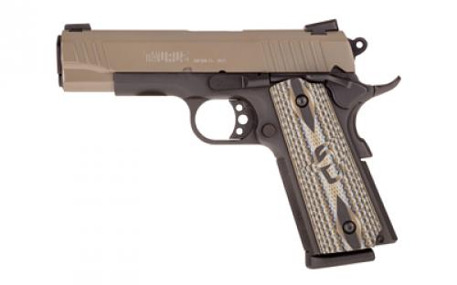 Taurus PT1911, Single Action Only, Semi-automatic, Metal Frame Pistol, Full Size, 45 ACP, 5" Barrel, Steel, Cerakote Finish, Desert Sand Slide, Black Frame, Custom VZ Grip, Novak Sights, Manual Thumb Safety, 8 Rounds, 1 Magazine 1-191101S-VZ