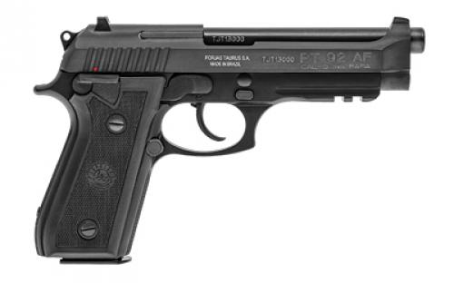 Taurus PT92, Double Action/Single Action, Semi-automatic, Metal Frame Pistol, 9MM, 5" Barrel, Alloy, Matte Finish, Black, Rubber Grips, Drift Adjustable Rear Sight, Manual Thumb Safety, 17 Rounds, 2 Magazines 1-920151-17