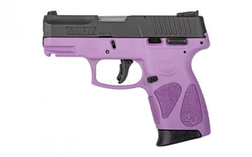 Taurus G2C2C, Double Action Only, Polymer Framed Pistol, Compact, 9MM , 3.26 Barrel, Light Purple Polymer Frame, Black Slide, Adjustable Sights, 12 Rounds, 2 Magazines 1-G2C931-12LP