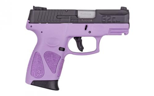 Taurus G2C2C, Double Action Only, Polymer Framed Pistol, Compact, 9MM , 3.26" Barrel, Light Purple Polymer Frame, Black Slide, Adjustable Sights, 12 Rounds, 2 Magazines 1-G2C931-12LP