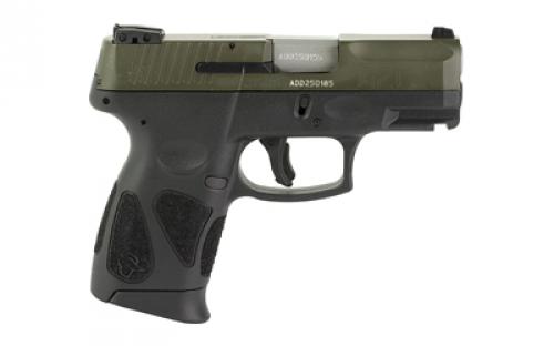 Taurus G2C, Striker Fire, Semi-automatic, Polymer Frame Pistol, Compact, 9MM, 3.26" Barrel, Matte Finish, Moss Green, Adjustable Sights, Manual Thumb Safety, 12 Rounds, 2 Magazines 1-G2C93B-12