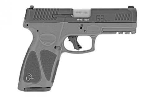 Taurus G3, Striker Fired, Semi-automatic, Polymer Frame Pistol, Full Size, 9MM, 4" Barrel, Matte Finish, Black Slide, Gray Frame, Fixed Front Sight, Drift-Adjustable Steel Rear Sight w/ Serrated Ramp, Manual Thumb Safety, 15 Rounds, 2 Magazines 1-G3B941G-15