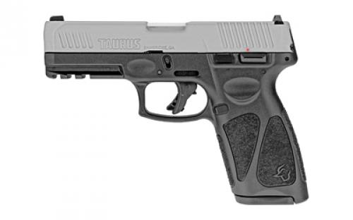 Taurus G3, Striker Fired, Semi-automatic, Polymer Frame Pistol, Full Size, 9MM, 4" Barrel, Matte Finish, Silver Slide, Black Frame, Fixed Steel Front Sight, Drift-Adjustable Steel Rear Sight w/ Serrated Ramp, Manual Thumb Safety, 10 Rounds, 2 Magazines 1-G3B949-10