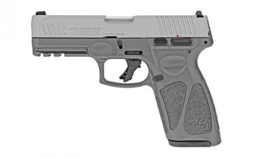 Taurus G3, Striker Fired, Semi-automatic, Polymer Frame Pistol, Full Size, 9MM, 4 Barrel, Matte Finish, Silver Slide, Gray Frame, Fixed Steel Front Sight, Drift-Adjustable Steel Rear Sight w/ Serrated Ramp, Manual Thumb Safety, 2 Magazines, (1) 15 Round and (1) 17-Round 1-G3B949G