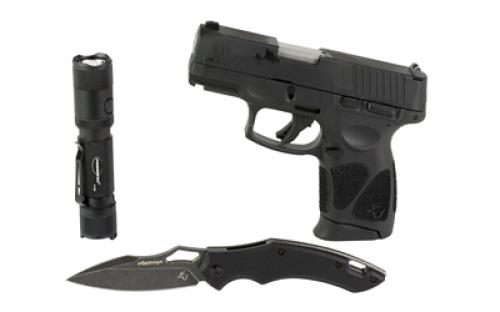 Taurus G3C, Semi-automatic, Striker Fired, Polymer Frame Pistol, 9MM, 3.2 Barrel Matte Finish, Black, Adjustable Sights, 2 Magazines, 12 Rounds, Package Includes Knife, Flashlight 1-G3C931-CK6