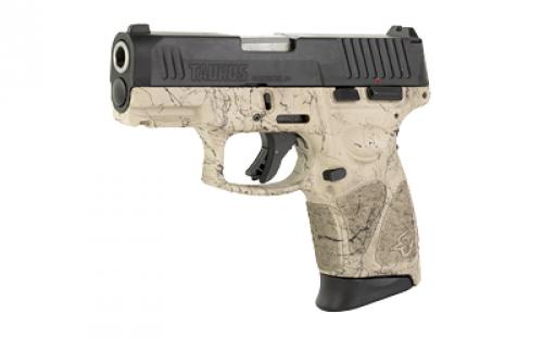 Taurus G3C, Striker Fired, Semi-automatic, Polymer Frame Pistol, Compact, 3.2" Barrel, Matte Finish, Flat Dark Earth Frame w/Black Splatter, Black Slide, Fixed Front Sight With Drift Adjustable Rear Sight, 12 Rounds, 3 Magazines 1-G3C931-SP3