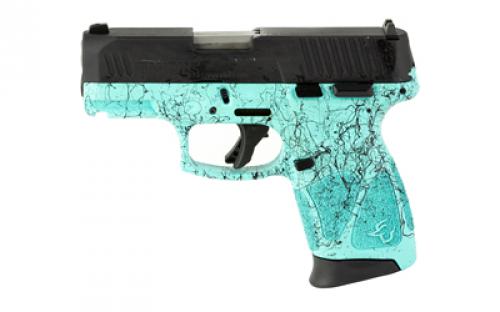 Taurus G3C, Striker Fired, Semi-automatic, Polymer Frame Pistol, Compact, 3.2" Barrel, Matte Finish, Cyan Frame w/Black Splatter, Black Slide, Fixed Front Sight With Drift Adjustable Rear Sight, 12 Rounds, 3 Magazines 1-G3C931-SP4