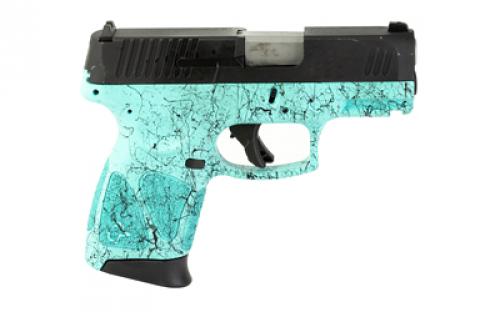 Taurus G3C, Striker Fired, Semi-automatic, Polymer Frame Pistol, Compact, 3.2" Barrel, Matte Finish, Cyan Frame w/Black Splatter, Black Slide, Fixed Front Sight With Drift Adjustable Rear Sight, 12 Rounds, 3 Magazines 1-G3C931-SP4