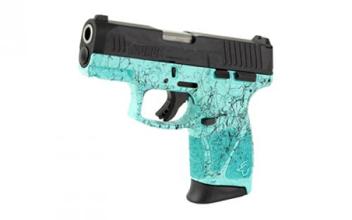 Taurus G3C, Striker Fired, Semi-automatic, Polymer Frame Pistol, Compact, 3.2" Barrel, Matte Finish, Cyan Frame w/Black Splatter, Black Slide, Fixed Front Sight With Drift Adjustable Rear Sight, 12 Rounds, 3 Magazines 1-G3C931-SP4